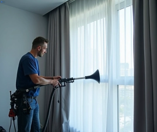 Professional commercial curtain cleaning process equipment Matty Curtain Cleaning little-mountain